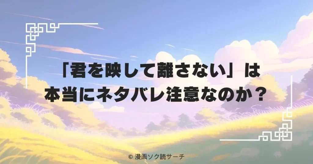 「君を映して離さない」は本当にネタバレ注意なのか？