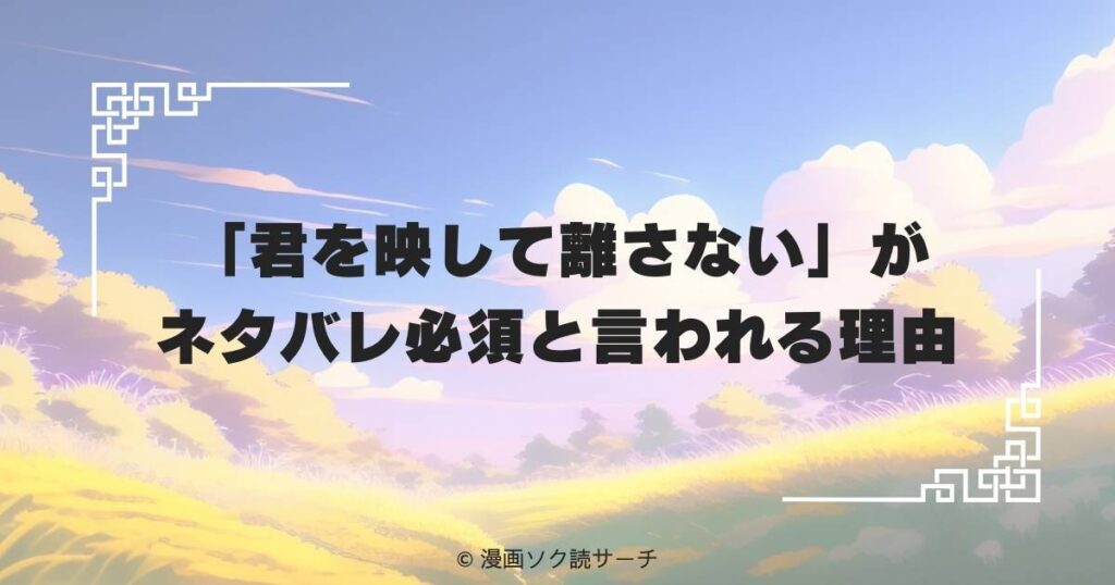 「君を映して離さない」がネタバレ必須と言われる理由